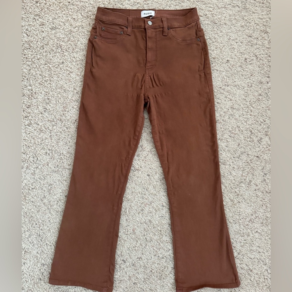 Pistola women’s brown high rise stretch straight pants size 29